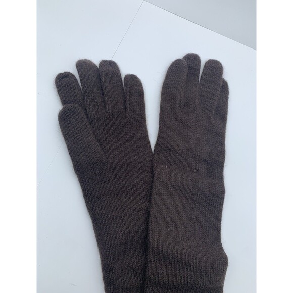 NWT Portolano Women's 100% Cashmere Elbow Length Glove Women's Dark Brown Knit - Picture 4 of 4